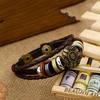 Direct Factory Sale Hand-Woven Retro Korean Style Cowhide Leather Cuff Bracelet for Men Size Adjustable Accessory