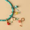 Agate Turquoise Pendant: Lotus Seed Pod & Persimmon Charm with Buddha Beads and Teardrop Running Ring.