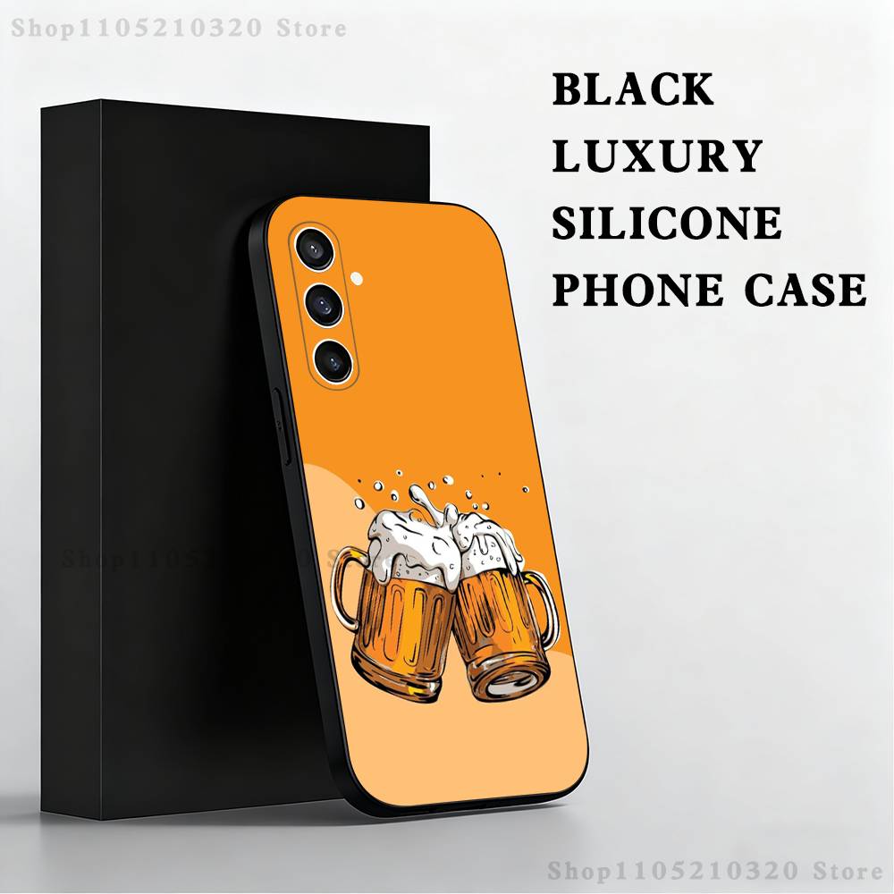 Beer Art Pattern Phone Case For Samsung S 25,24,23,22,30,21,10,9,Ultra,Plus,Lite,FE,4,5 G Black Soft Case