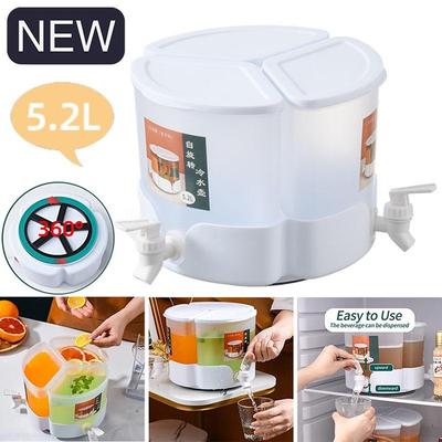Multifunctiona 3 Grids Beverage Dispenser 360 Degree Rotating Partition Cold Kettle with Faucet Refrigerator Beverage Containe Water Pitcher Set