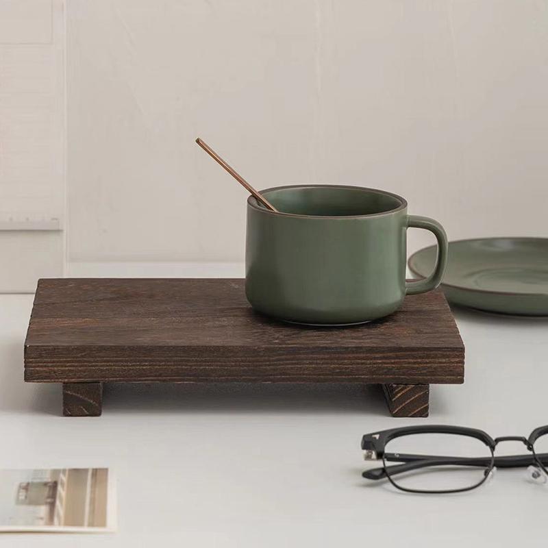 Wood Tray Pedestal Stand Wooden Vanity Hands Soap Scented Candle Storage Holder Tray Kitchen Seasoning Holder Home Decor