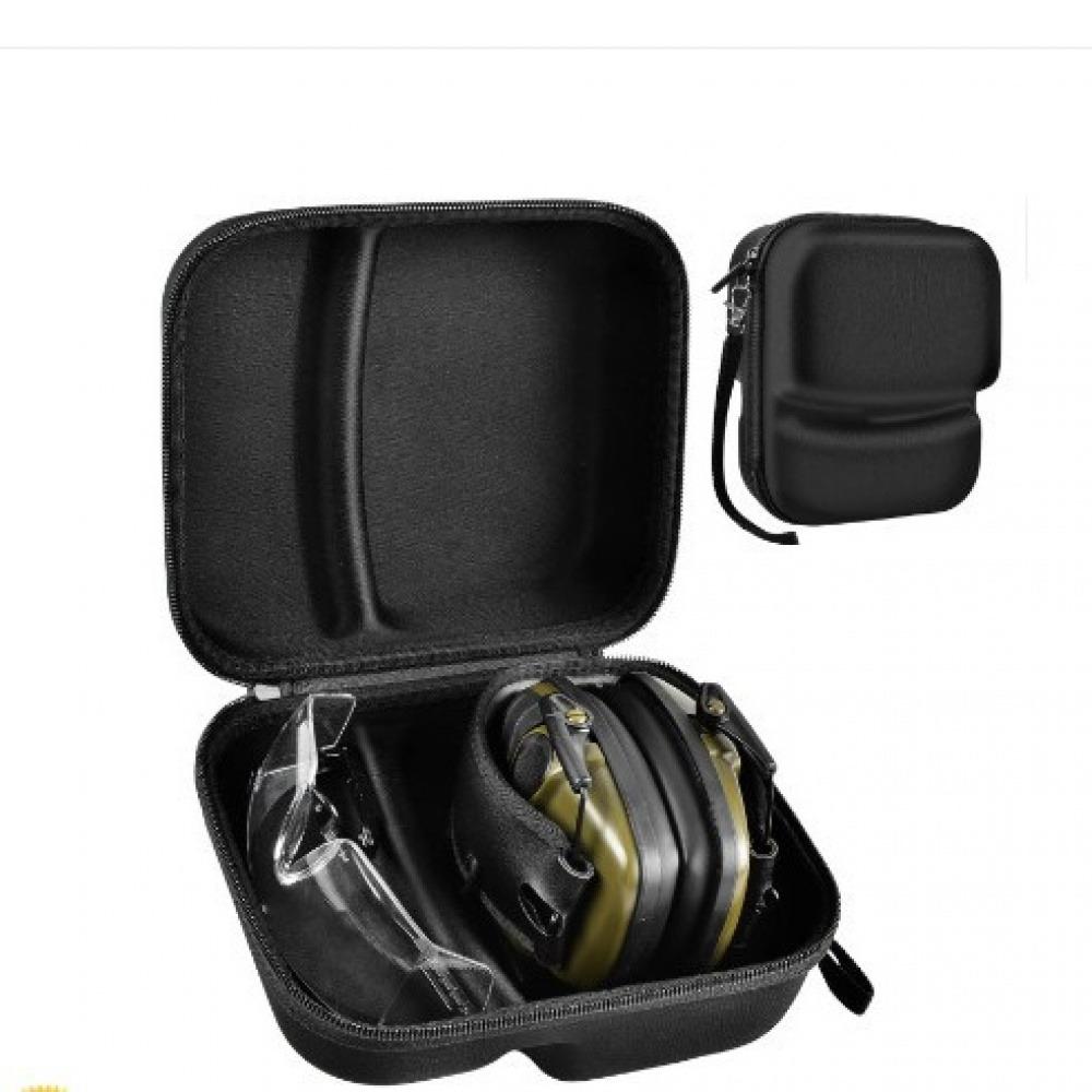 Durable and Portable EVA Material Professional Shooting Protective Earmuff Bag, Lightweight Black Noise-reducing Earmuff Storage