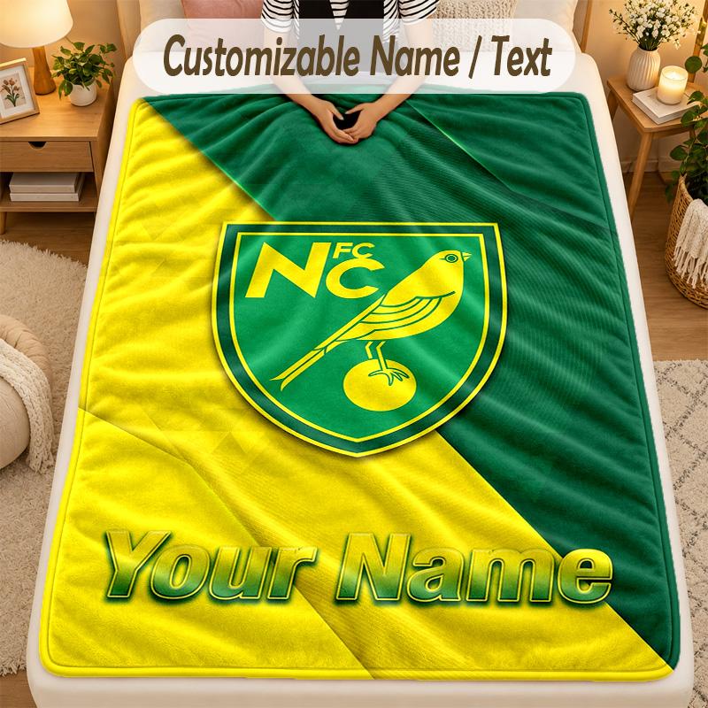 Flannel BlanketNorwich City Custom Name Text Personalized Soft Warm Throw Blanket Home Decor Gift