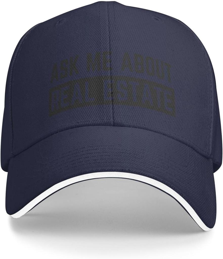 Ask Me About Real Estate Baseball Cap Polyester Adjustable Summer Outdoor Work Hat for Adult Unisex