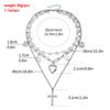Y2K Retro Cross and Heart Charm Necklace Trendy Collarbone Chain Alloy Neck Jewelry for Women Cool Girls