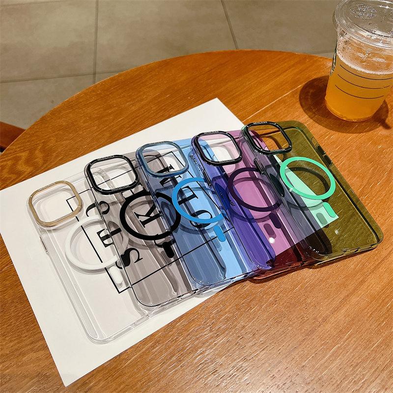 Luxury High-quality Magnetic Suction Wireless Charging HD Through-solid Color Phone Case Suitable for iPhone 14 13 12 11 Pro Max Anti-fall Cases