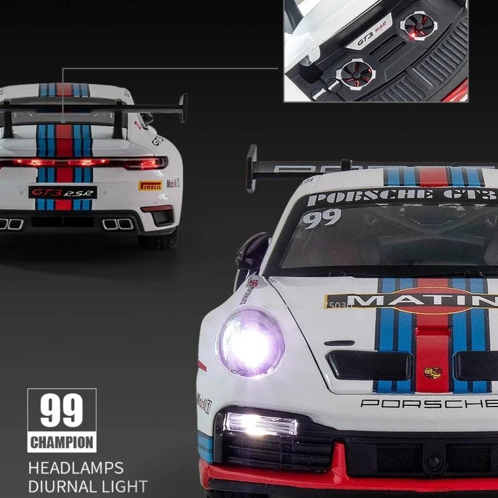 pdbn6 1:24 Alloy Porsche 911 GT3 RSR Sports Cars Diecast Miniature Models Toy with Sound Light Pull Back Vehicle Boys Collection Gifts