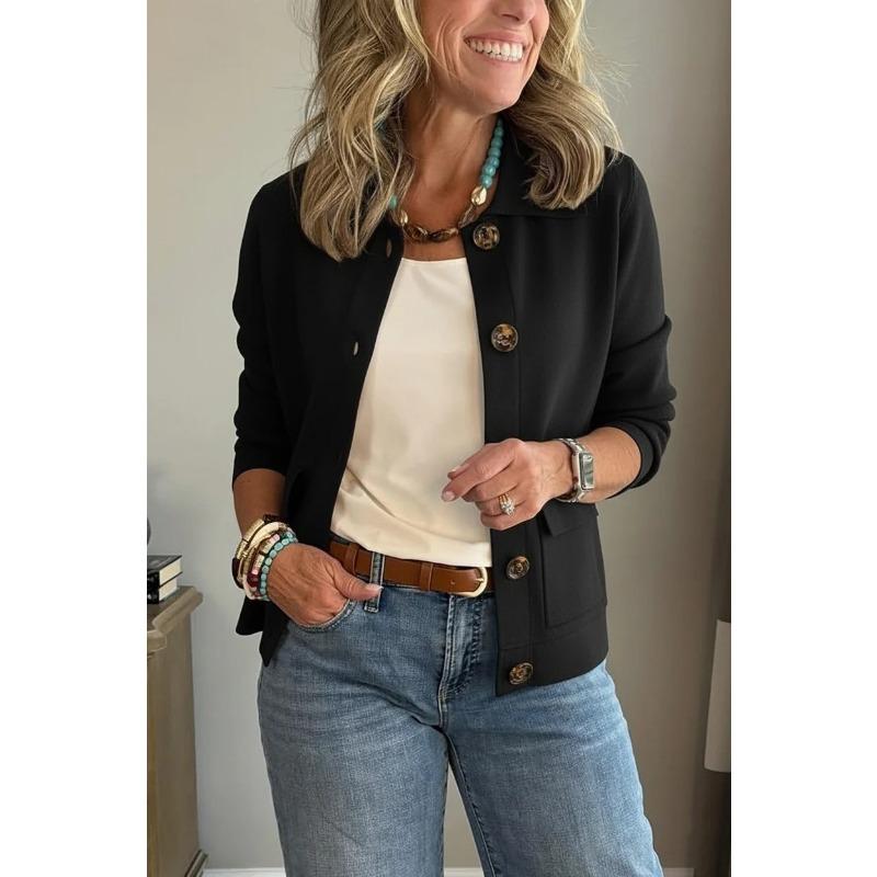 Women S Short Turn Down Collar Single Breasted Casual Fashion Outerwear