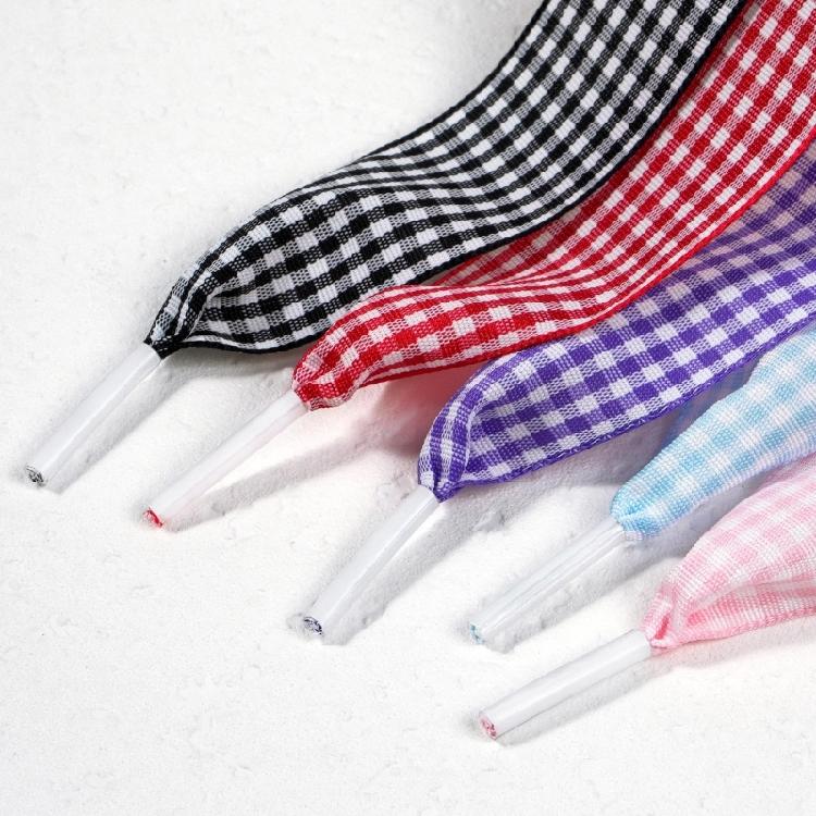 Colorful Checkered Shoe Laces Wide Flat Polyester Shoelaces Sneakers Laces Replacement For Adult Footwear Decoration