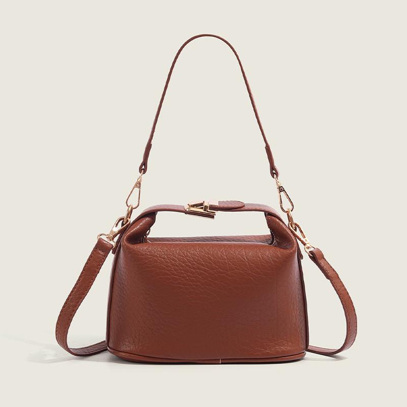 Ielgy Handbag Red Brown Portable Box Bag High-End Feel Messenger Lunch Box Bag