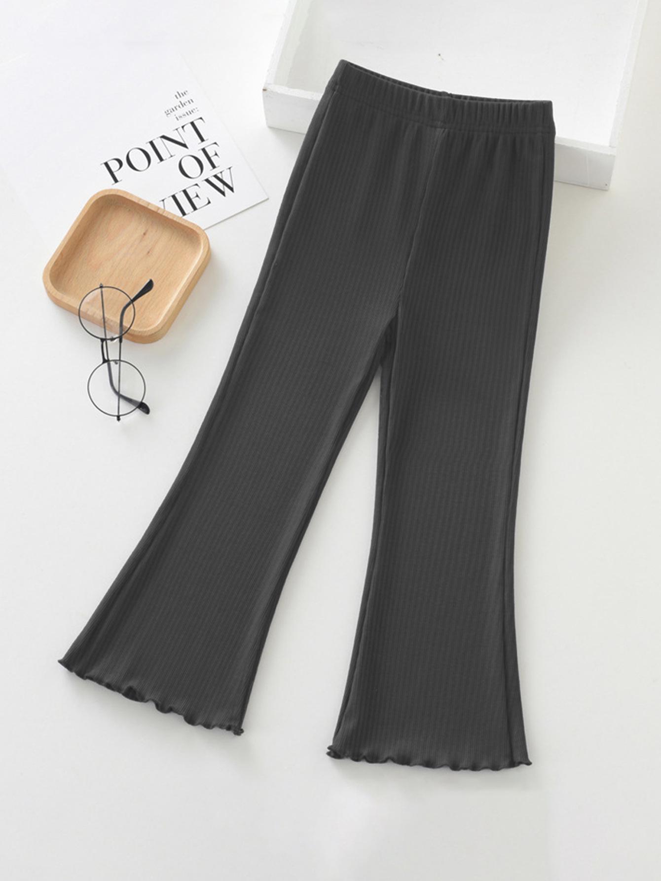 

Ribbed Bell Bottom Pants for Infants and Girls - European and American Style, Four-Season Wear 8 Years темно-серого