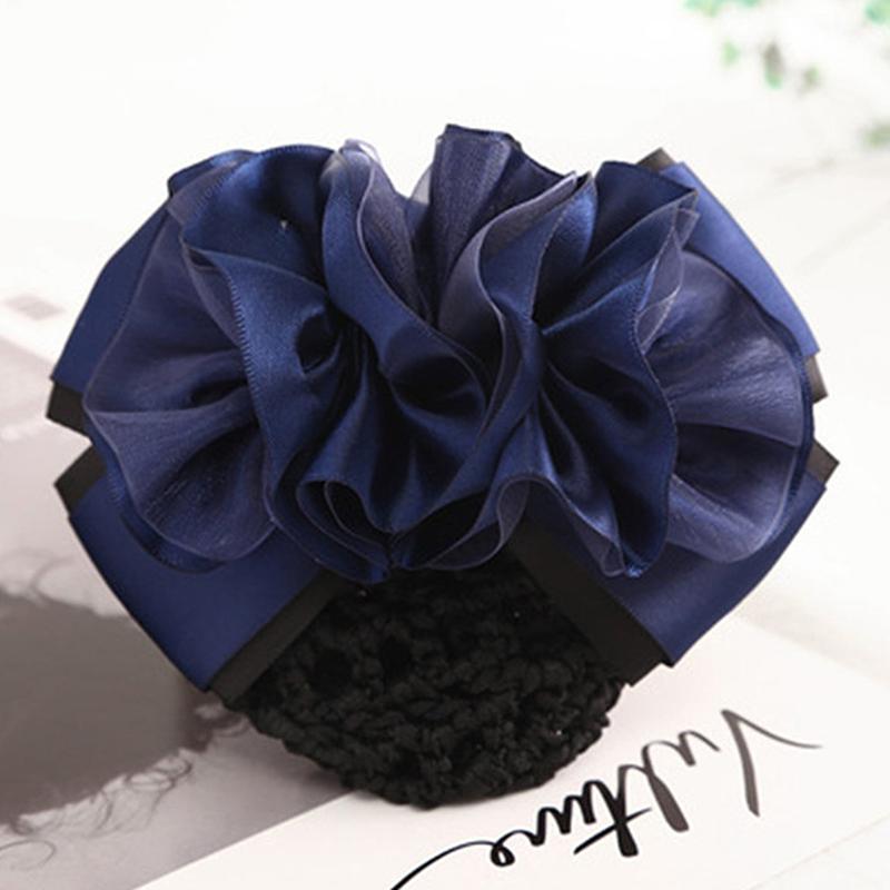 Nurse Stewardess Hair Accessories Bowknot Stripe Net Bun Hair Cover Women Barrette Net Bun Crochet Net Bun Snood