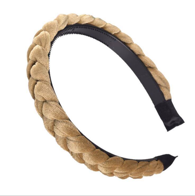 New Fashion Braid Headband Soft Flannel Hairband Women Non-slip Teeth Headwear Turban Classic Hair Hoop Adult Hair Accessories