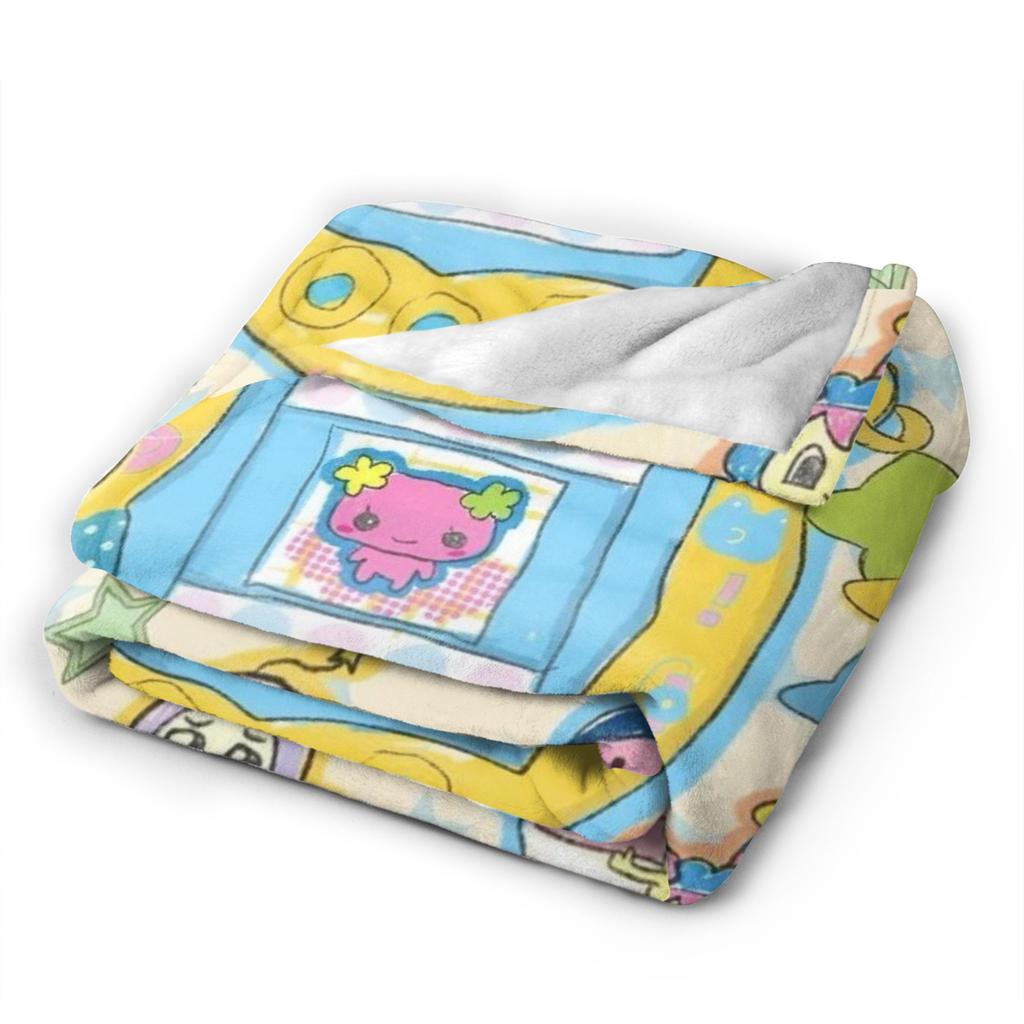 Tamagotchis Cartoon Blankets Fleece Electronic Pets Ultra-Soft Throw Blankets for Bedding Couch Bedspread