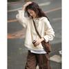 Demana Women's Lazy Beige Hooded Sweatshirt