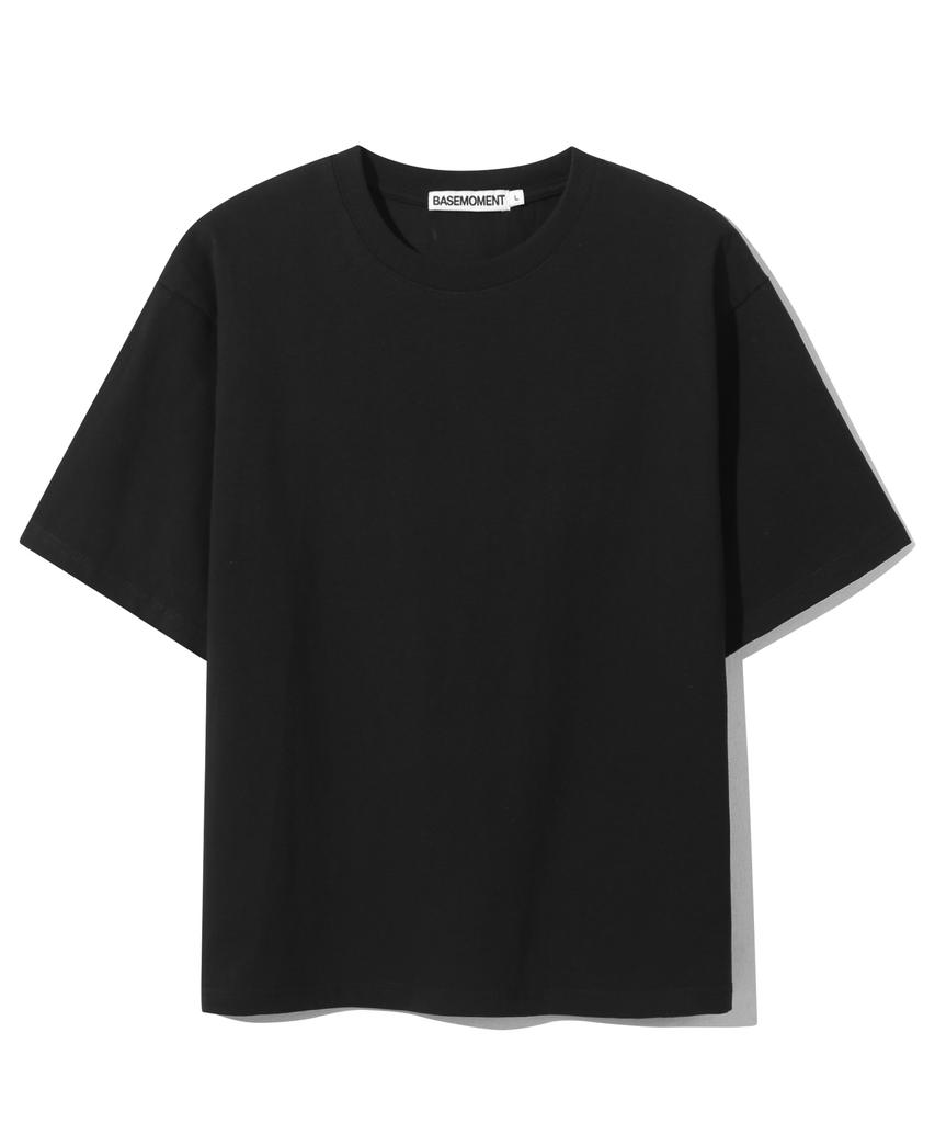 BASEMOMENT Bio Cotton Crop T-Shirt Black