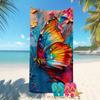 Colorful Butterfly Beach Towel, Oil Painting Style Butterfly Print Oversized Bath Towel, Dry Artistic Summer Beach Blanket