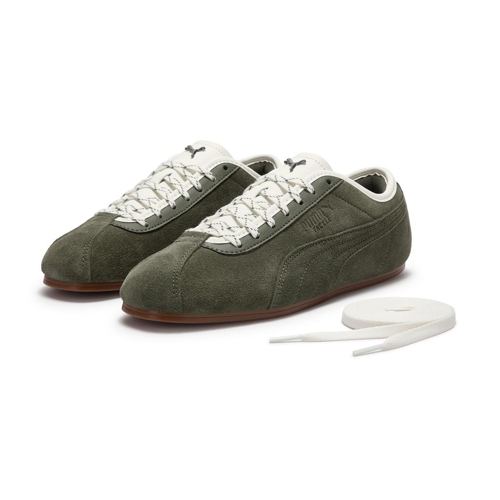 Puma Tackle Retro Style Embossed Logo Color Block Round Toe Thin Sole Comfortable Soft Casual Shoes Unisex sneakers Dark-Green 410085-01