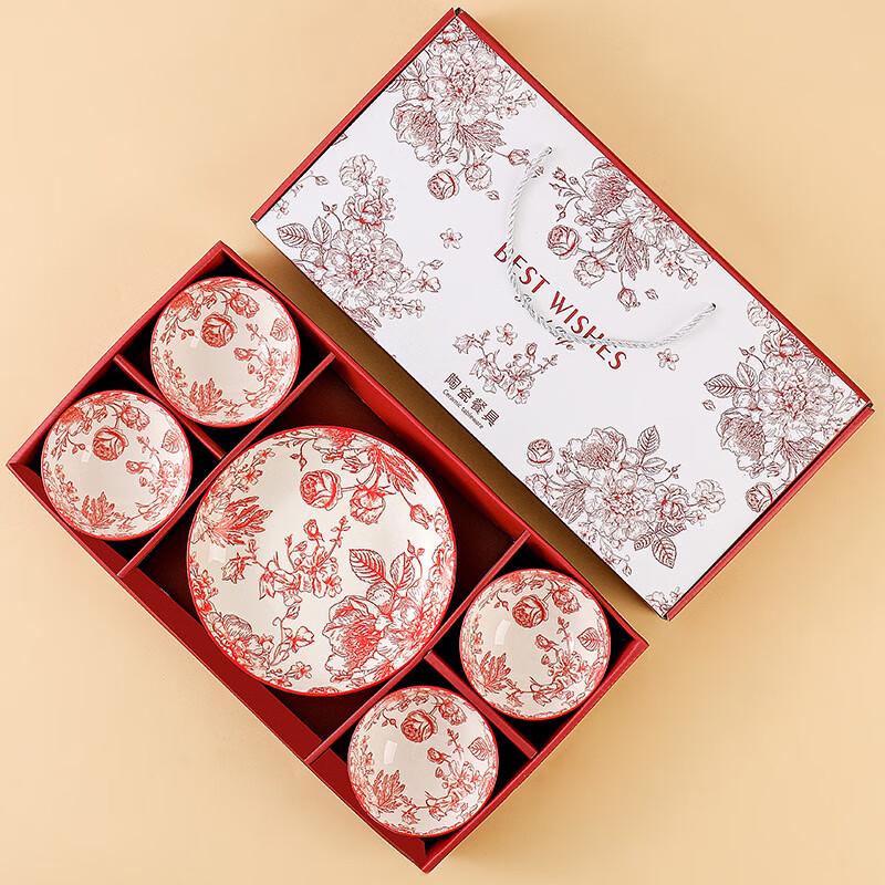 ZISIZ Ceramic Rose Underglaze Dinnerware Set