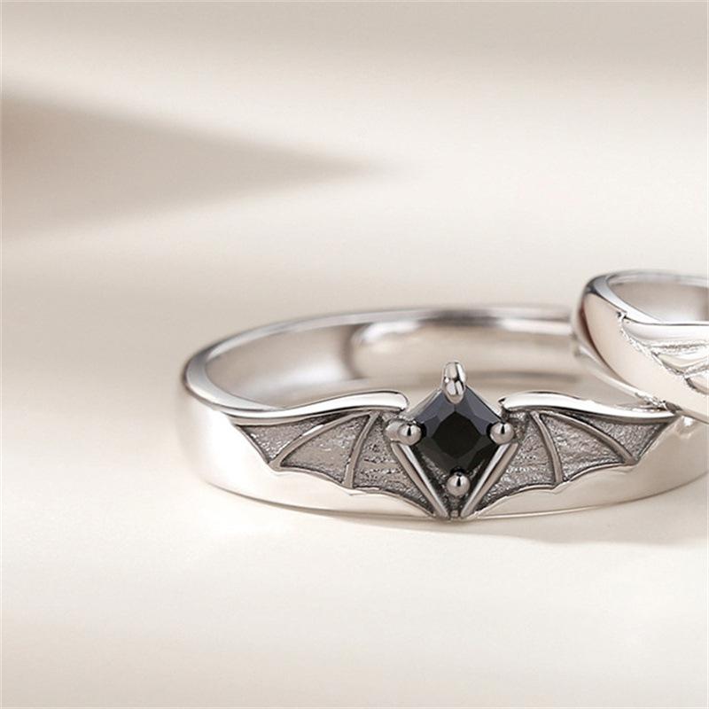 Yunjin, Angel and Devil Couple Ring, Male and Female Pair of Index Finger Ring, Niche Personality Wings Open Ring