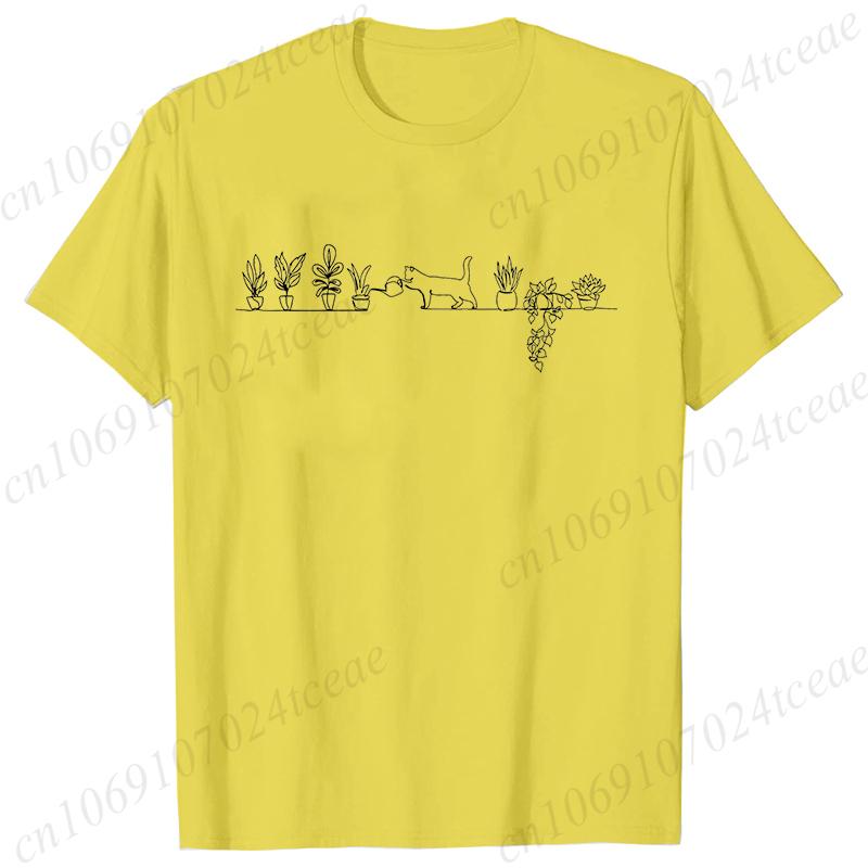 Cat Watering Plants Shirts Plant Lady Gardening T-shirt Succulents and Cat T-shirt Cats and Plants Clothes for Women Tee T Shirt