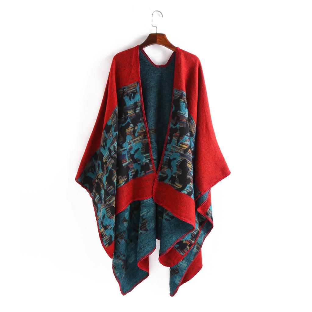 European American Street Style Camouflage Split Warm Shawl Scarf