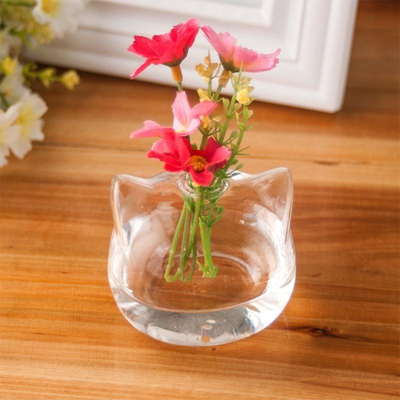 Clear Glass Vase Cats for Head Shaped Vases Flower Vases for Buds Cuttings Greenery Plant Container Room Ornaments