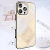 Geometric Splicing and Leather Plating and High-lifting Lens Mobile Phone Case Suitable for IPhone16promax Anti-fall Case 15/14