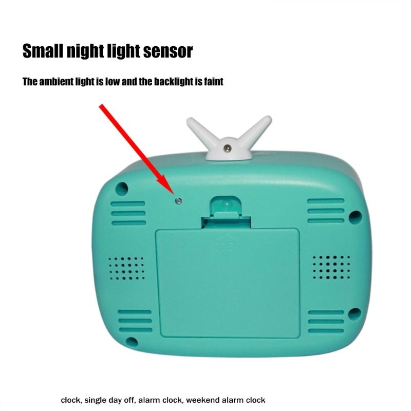 TV Shape Digital Display Alarm Clock With Thermometer and Calendar for Student Bedroom