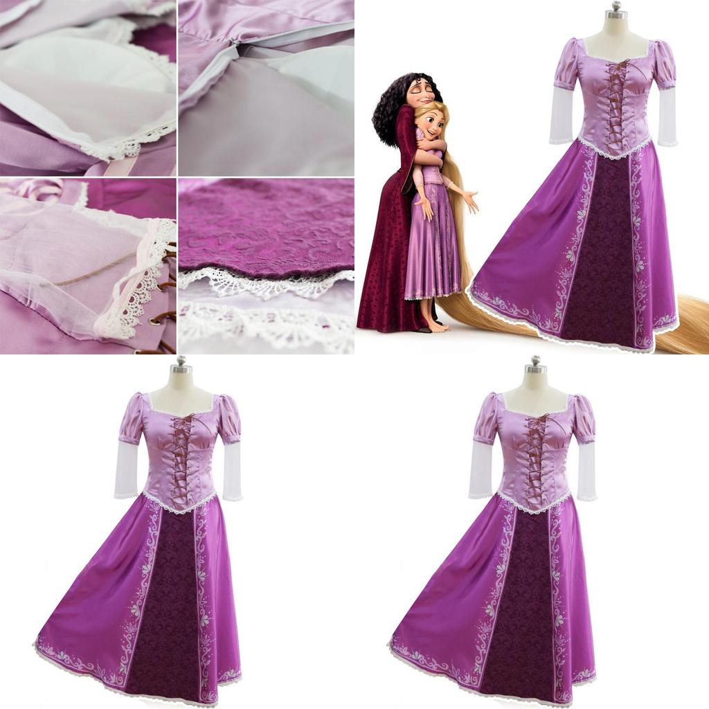 Bellissimo Vestito Costumi Viola Chiaro Intrecciato di Rapunzel Per Donne e Ragazze