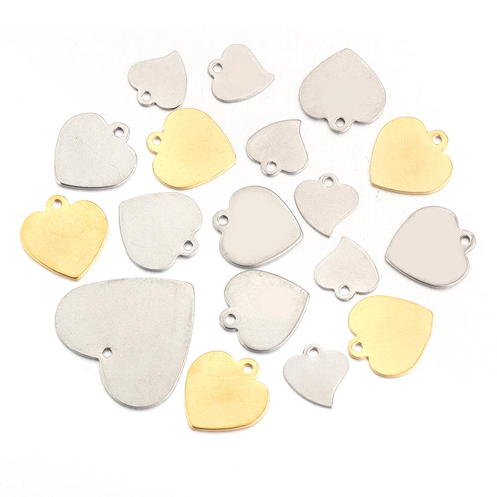 LOULEUR 10pcs Stainless Steel Metal Heart Shape Connectors For Bracelets Pendants Blank Diy Charms Jewelry Makings Findings