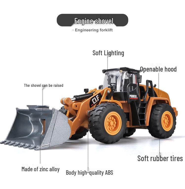 Car Cube Alloy Construction Vehicle Set: Loader, Excavator, Crane, Mixer Truck, and Road Roller Toy