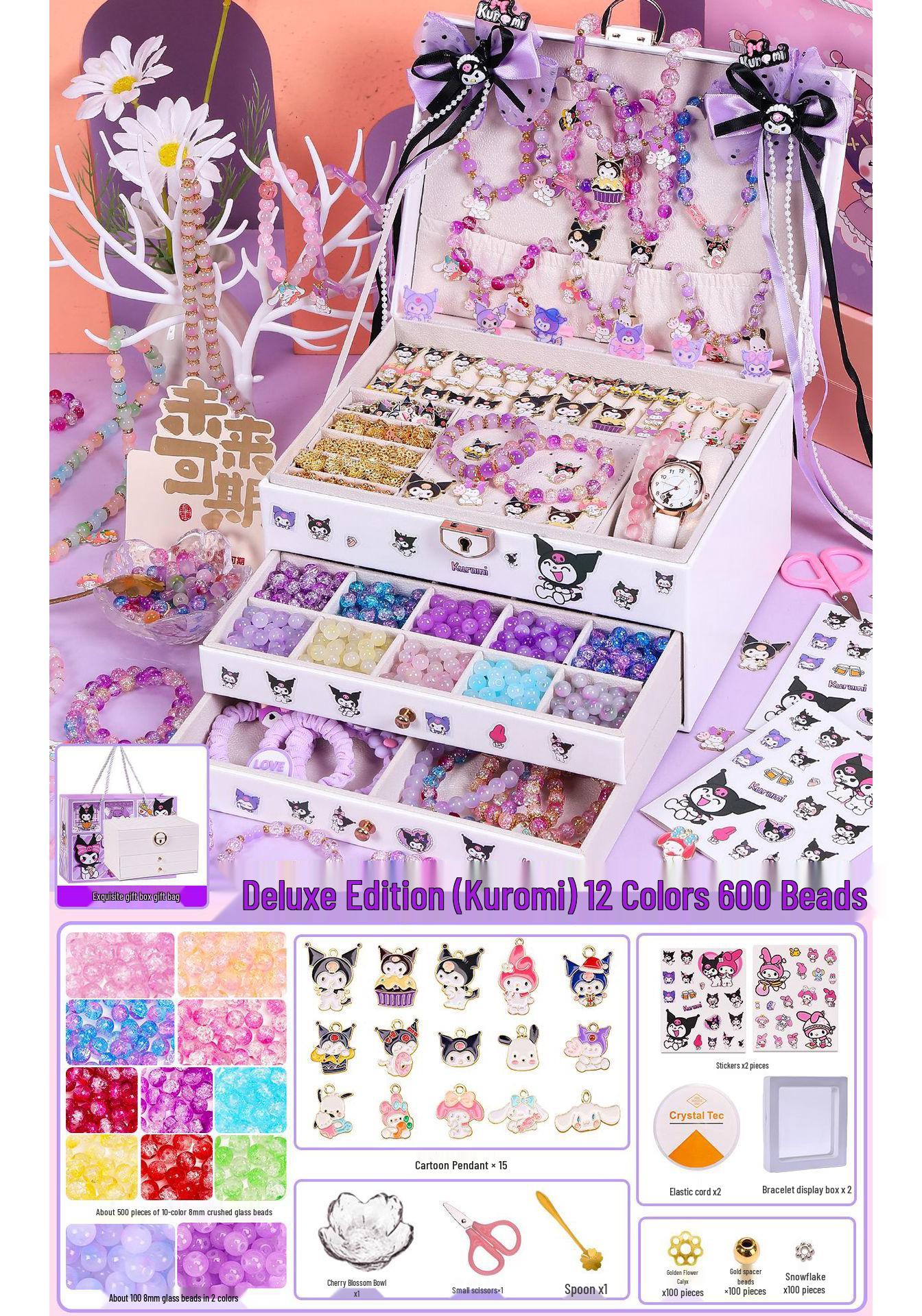 Kuromi DIY Beading Kit for Kids: Bracelet & Necklace Craft Set