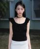 ROSEFRANTZ Ribbon Shirring Sleeveless [Black]