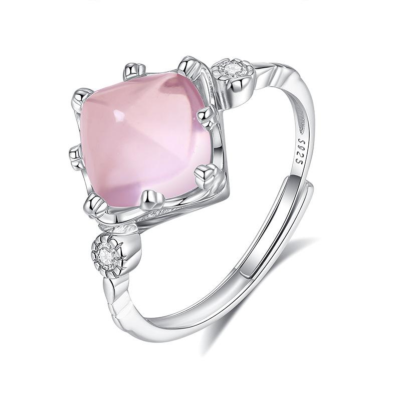

Natural Pink Crystal Sugar Tower Jewelry Set S925 Silver Clavicle Chain Luxury European Style Advanced Design Women Accessories