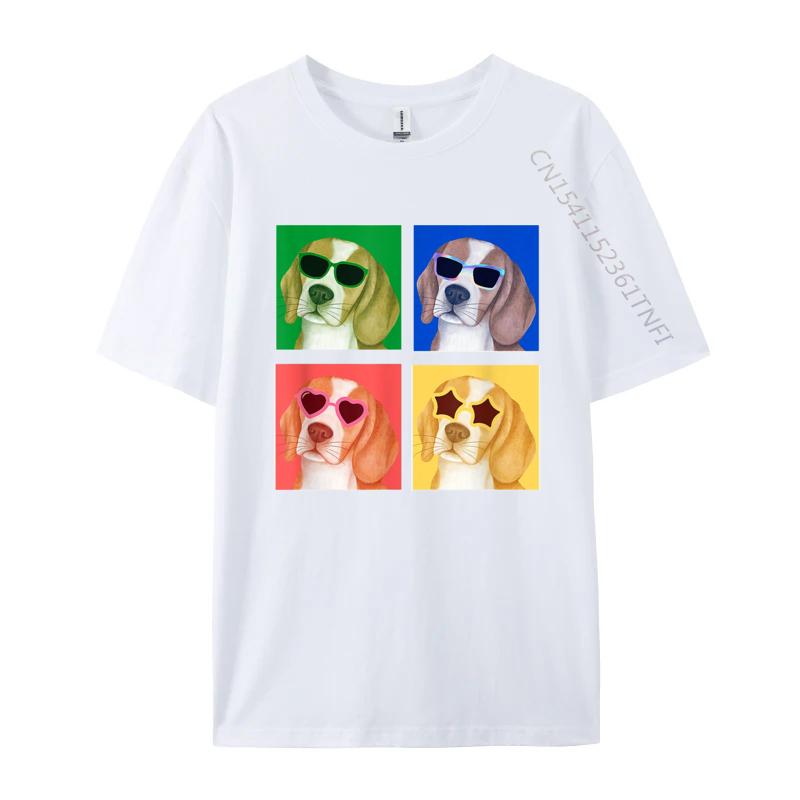Cute Beagle Dog Colorful Retro TShirt New Coming Custom T Shirts Cotton Tees For Men 3D Printed Tight