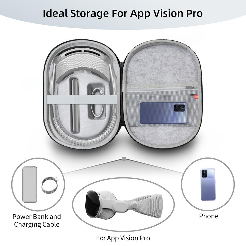 

Carrying Case Shockproof Portable Travel Carry Handbag Anti-scratch Carrying Bag with Mesh Pocket for Apple Vision Pro