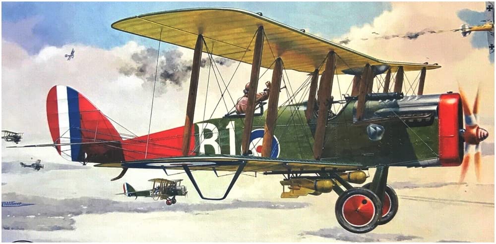 Roden 1/48 WW1 Royal Flying Corps Air Corps (de Havilland) DH.4 Single-Engine Biplane Bomber Plastic Model Kit RE48422