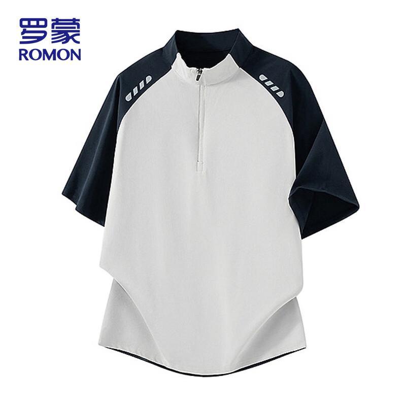 ROMON Men s Cooling Breathable Half-Zip Short-Sleeve T-Shirt 2XL