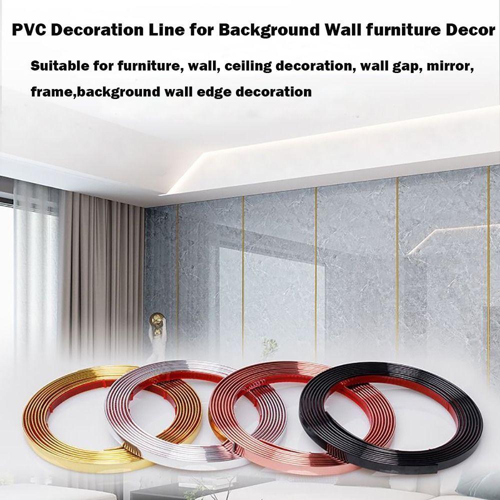 Ligne de décoration de plafond Ligne de décoration auto-adhésive PVC Imperméable Bande dorée Bande de bordure de mur de fond Mur de fond