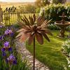 Vintage Style Garden Flagpole Rusty Outdoor Daisy Flower Metal Yard Stake, Rusted Iron Art Rust-red Patio Decoration Decoration, Weather-Resistant