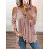 Summer Sexy Plus Size Lace T-shirt Women's Clothing Tunic Casual Elegant Half Sleeve Tops V Neck Zipper Off Shoulder Oversized Tees