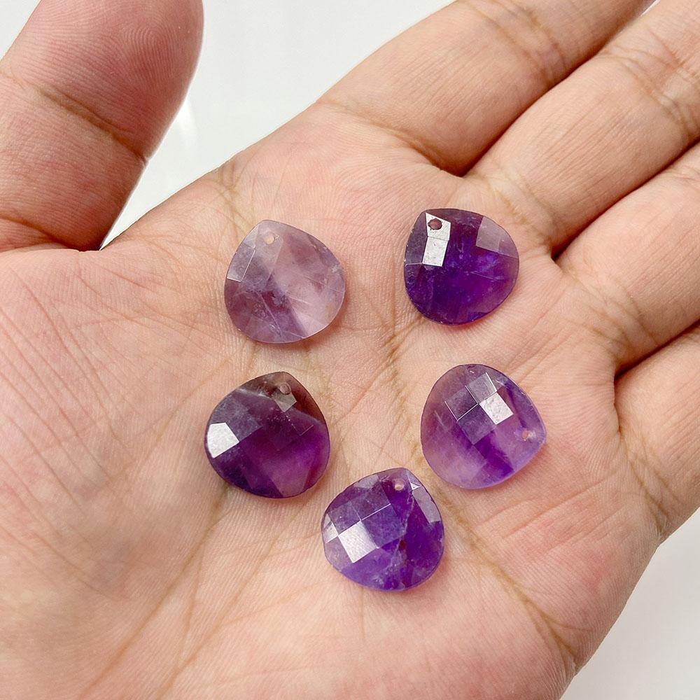 Natural Stone Amethysts Pendants Faceted Water Drop Rose Clear Quartzs for Jewelry Making Diy Necklace Earring Healing Accessory