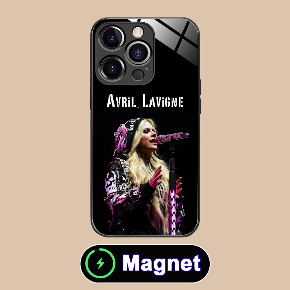 Avril Lavigne Glass MagSafe Mobile Phone Case for iPhone 17 16 15 14 13 12 11 Air Pro Max Plus Mini Colorful Cover