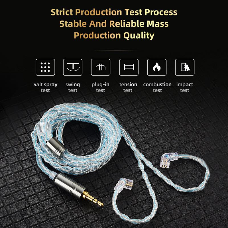 Qkz T1 Earphone Cable 8 Strand Copper Silver-Plated Upgrade Wire 3.5Mm Wired Headphone Cord For Zxn Zxt Ak6 Zs10 Edx Pro Zsr Cca