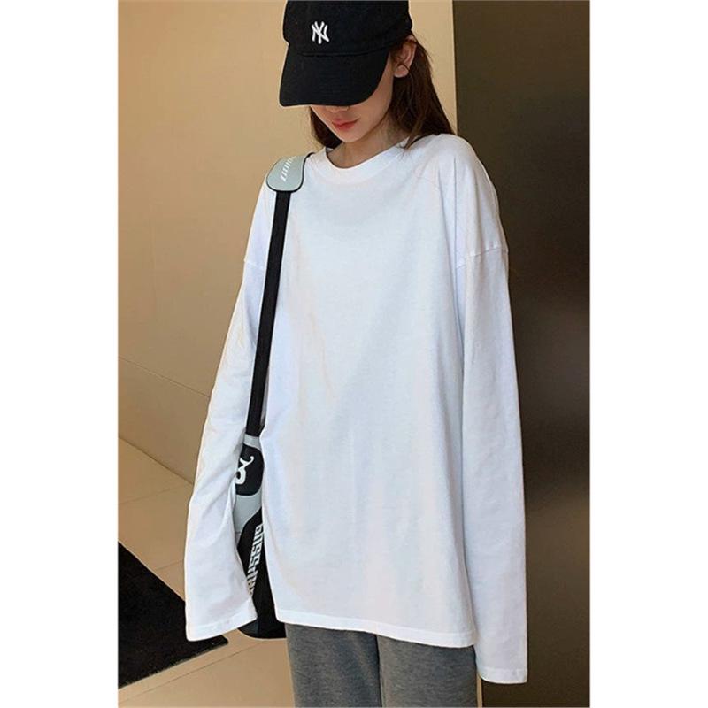 

Women s White 180g Pure Cotton Long Sleeve T-Shirt - Spring 2023 Versatile Base Layer S