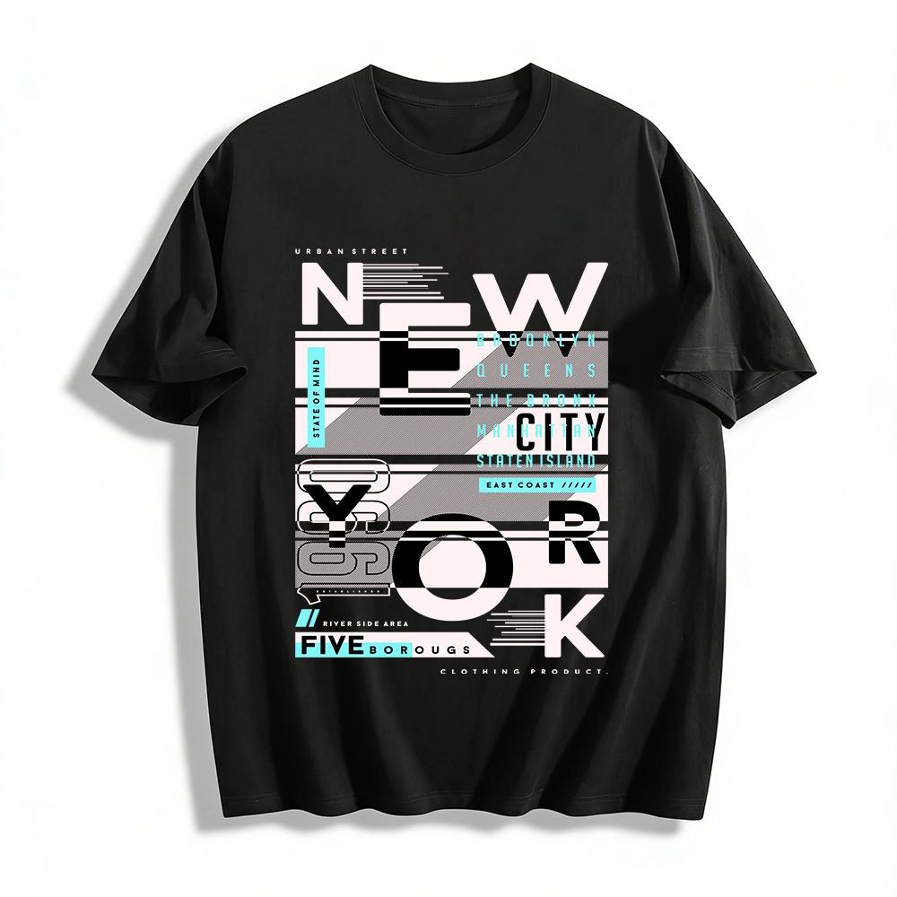 New York Five Boroughs Print Tee Street Style Casual Top Pure cotton T-shirt XXS