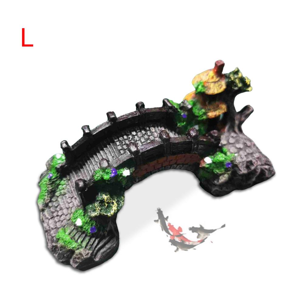 Aquarium Ornament Bridge Resin Rockery Fake Rock Bridges Pavilion Tree Landscape Fish Tank Decoration