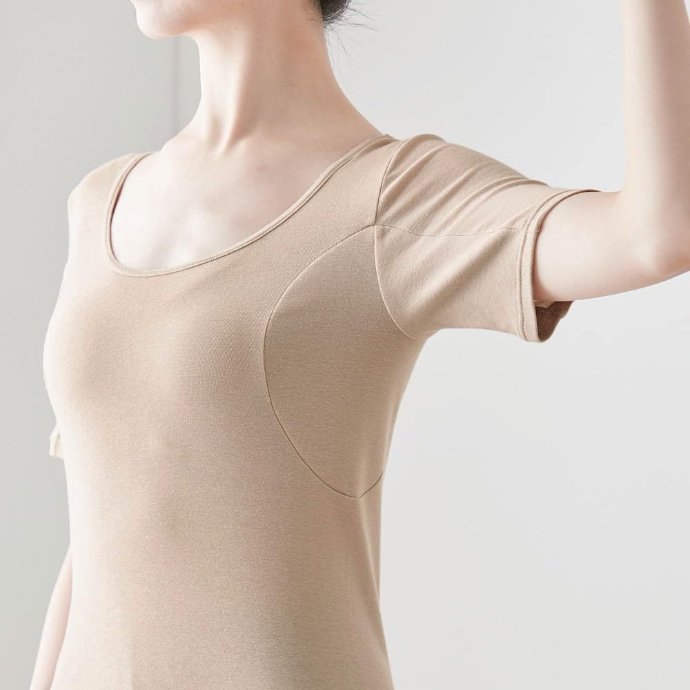 Belle Maison with Size M Women's Sweat-Absorbing Innerwear, Cotton, Three-Quarter Sleeve, Deodorizing, Extra-Large Sweat-Absorbing Pads, Saralyst,