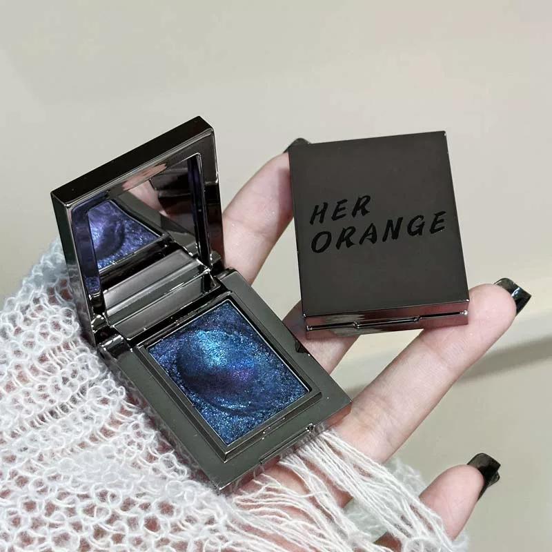 Blue Eye Shadow Plate Smoky Makeup Eye Shadow Monochrome Chameleon Pearlescent Brightening Daily Color Rendering Glacier Blue Flash Diamond in the
